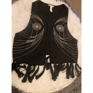 Very cute black fringe vest